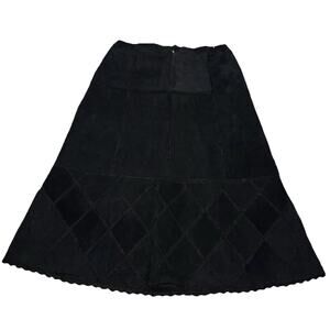 SMH Patchwork Genuine Suede skirt cowgirl country Long Maxi Skirt PLUS size 24W